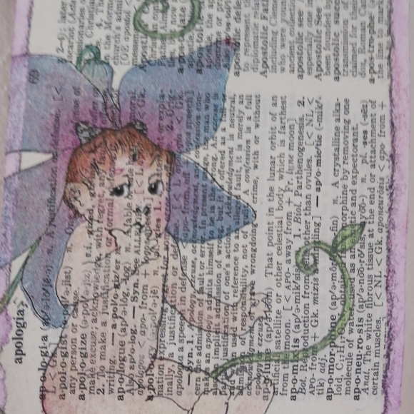 Vintage Dictionary Page Art with Fairy Baby and Butterfly - Picture 4 of 7